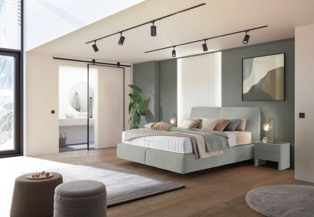 BOXSPRINGBETT 200/200 cm  in Hellgrau  - Hellgrau/Schwarz, Design, Kunststoff/Textil (200/200cm) - Johann Jakob