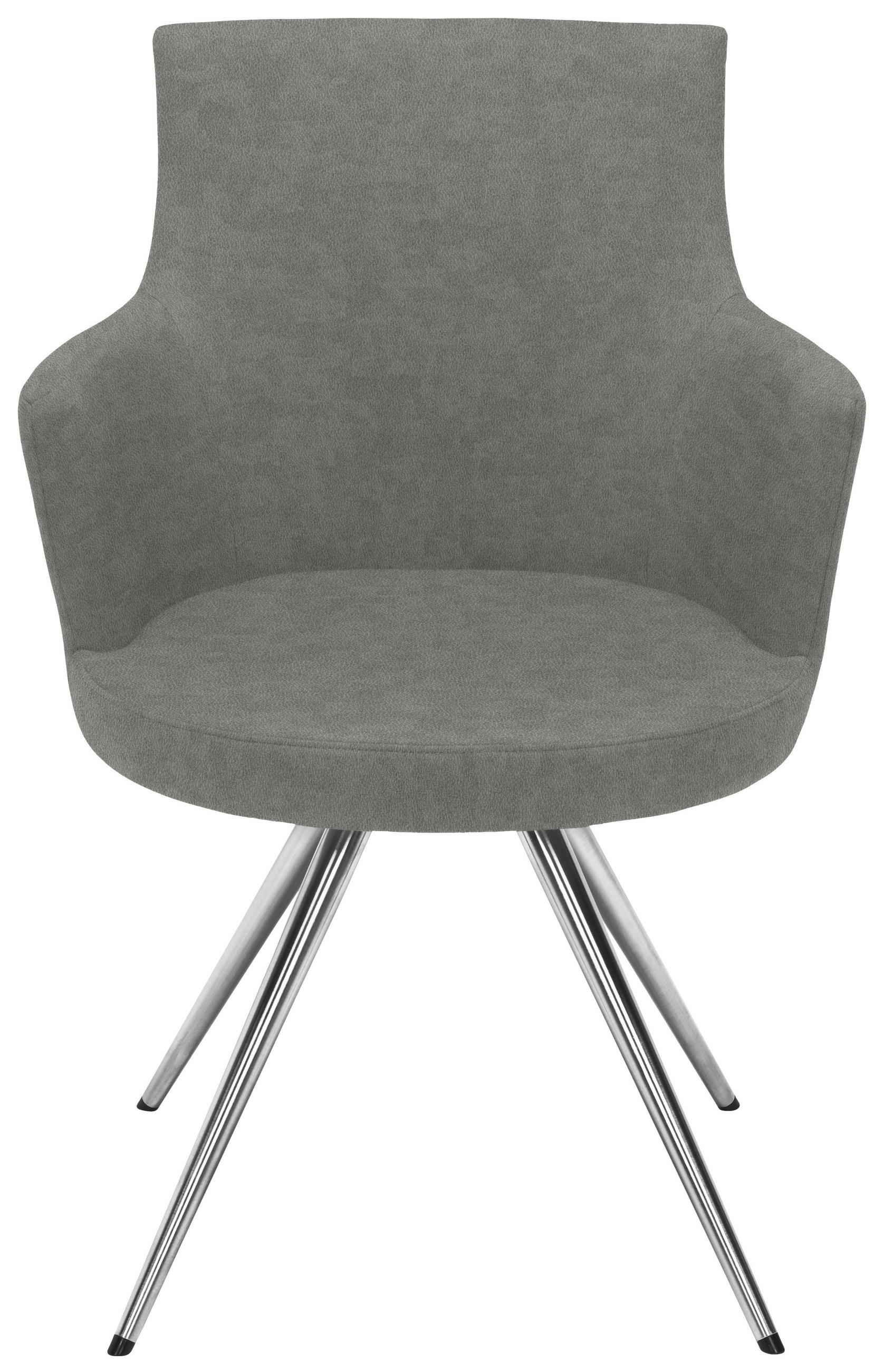 ARMLEHNSTUHL  in Stahl Lederlook, Mikrofaser  - Edelstahlfarben/Grau, Design, Textil/Metall (60/87/62cm) - Venjakob