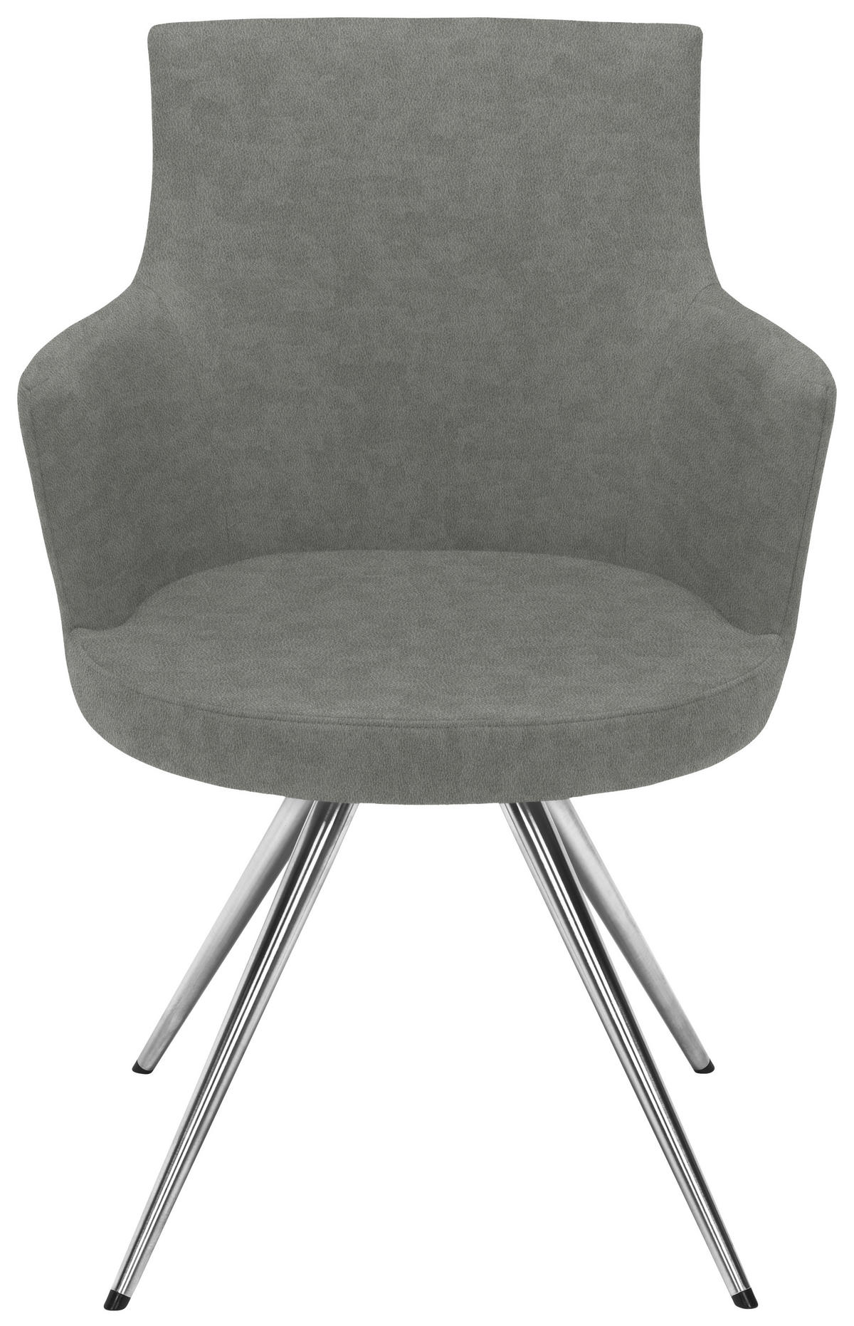 ARMLEHNSTUHL  in Stahl Lederlook, Mikrofaser  - Edelstahlfarben/Grau, Design, Textil/Metall (60/87/62cm) - Venjakob