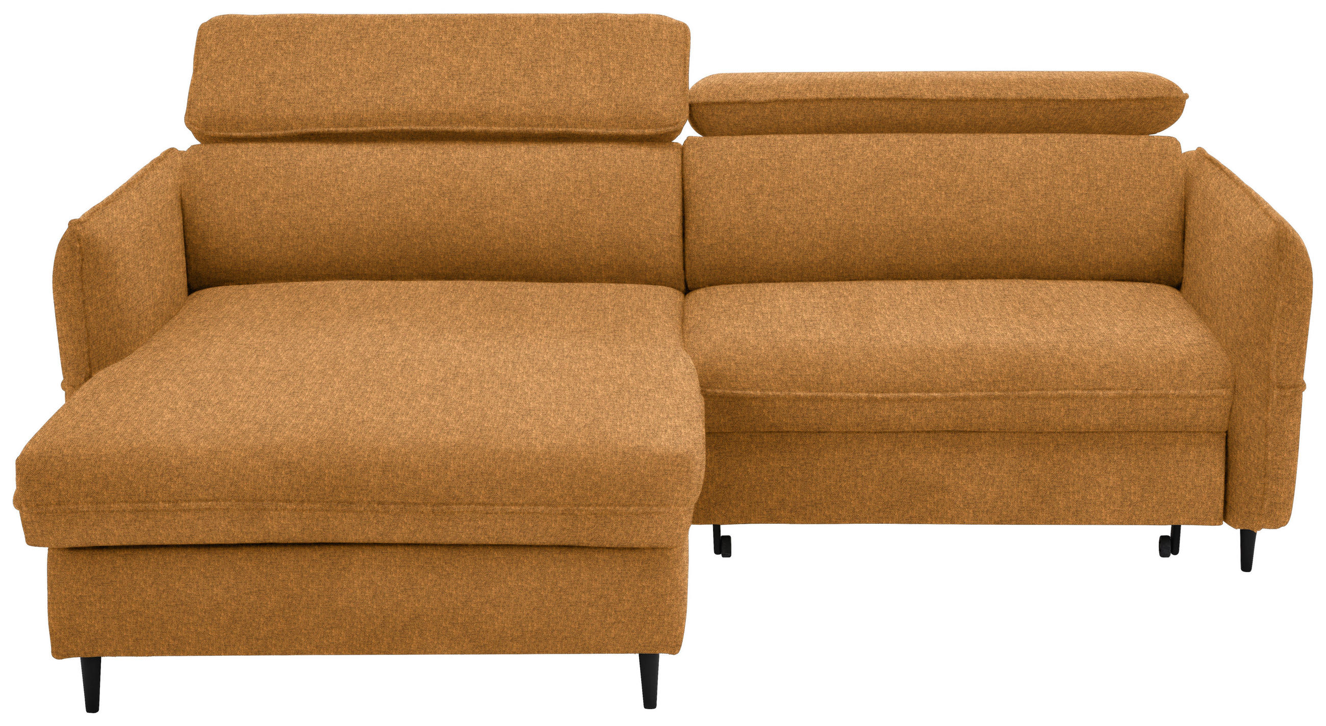 ECKSOFA inkl. Funktionen Gelb, Orange, Currygelb Samt Bettkasten, Schlaffunktion, Rücken echt, Kopfteilverstellung  - Currygelb/Gelb, Design, Holz/Textil (185/232cm) - Stylife