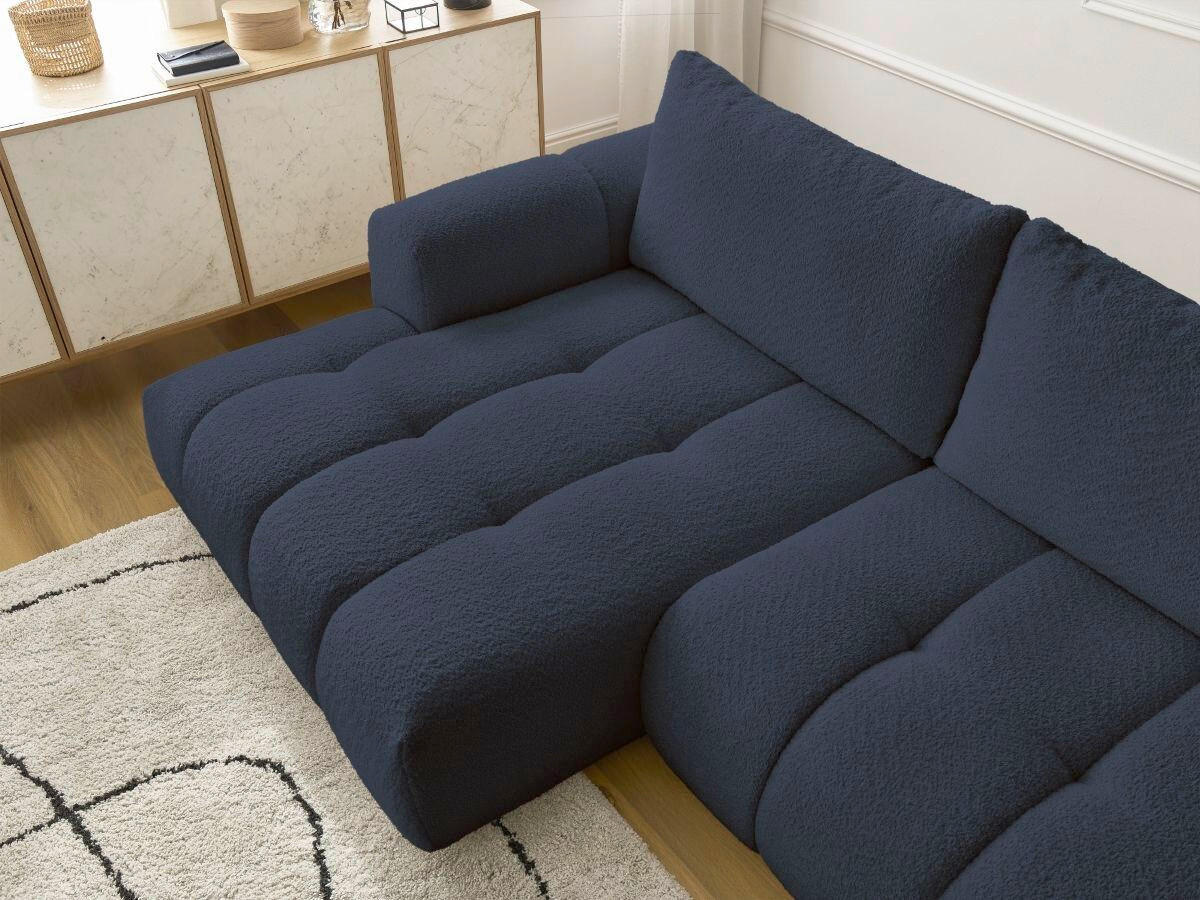 ECKSCHLAFSOFA FUJI Bouclé Dunkelblau  inkl.  - Schwarz/Dunkelblau, MODERN, Kunststoff/Textil (160/292cm)