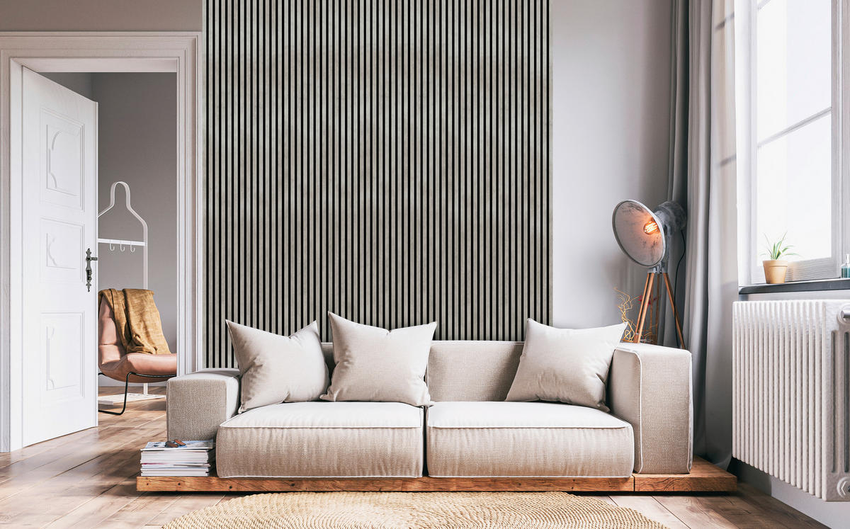 AKUSTIKPANEEL Beton foliert 57.25/1.9/240 cm  - Grau, KONVENTIONELL, Holzwerkstoff/Textil (57.25/1.9/240cm)