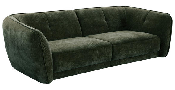 BIGSOFA Chenille Olivgrün  - Schwarz/Olivgrün, KONVENTIONELL, Kunststoff/Textil (290/86/121cm) - Cantus