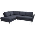 ECKSOFA in Bouclé Dunkelblau  - Schwarz/Dunkelblau, Natur, Textil/Metall (233/288cm) - Valnatura