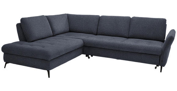 ECKSOFA in Bouclé Dunkelblau  - Schwarz/Dunkelblau, Natur, Textil/Metall (233/288cm) - Valnatura