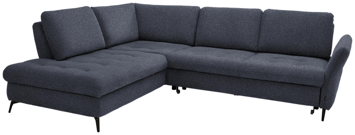 ECKSOFA in Bouclé Dunkelblau  - Schwarz/Dunkelblau, Natur, Textil/Metall (233/288cm) - Valnatura