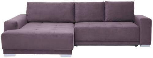 ECKSOFA inkl. Funktionen Rotbraun Flachgewebe  - Rotbraun/Silberfarben, Design, Holz/Textil (195/293cm) - Cantus