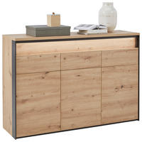 COMODĂ CU UșI 130/88/38 cm  - stejar Artisan/negru, Konventionell, material pe bază de lemn (130/88/38cm) - Voleo