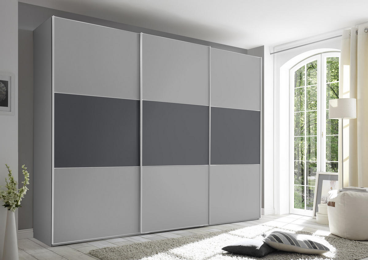 SCHWEBETÜRENSCHRANK in Anthrazit, Grau  - Dunkelgrau/Anthrazit, Modern (249/222/68cm) - MID.YOU