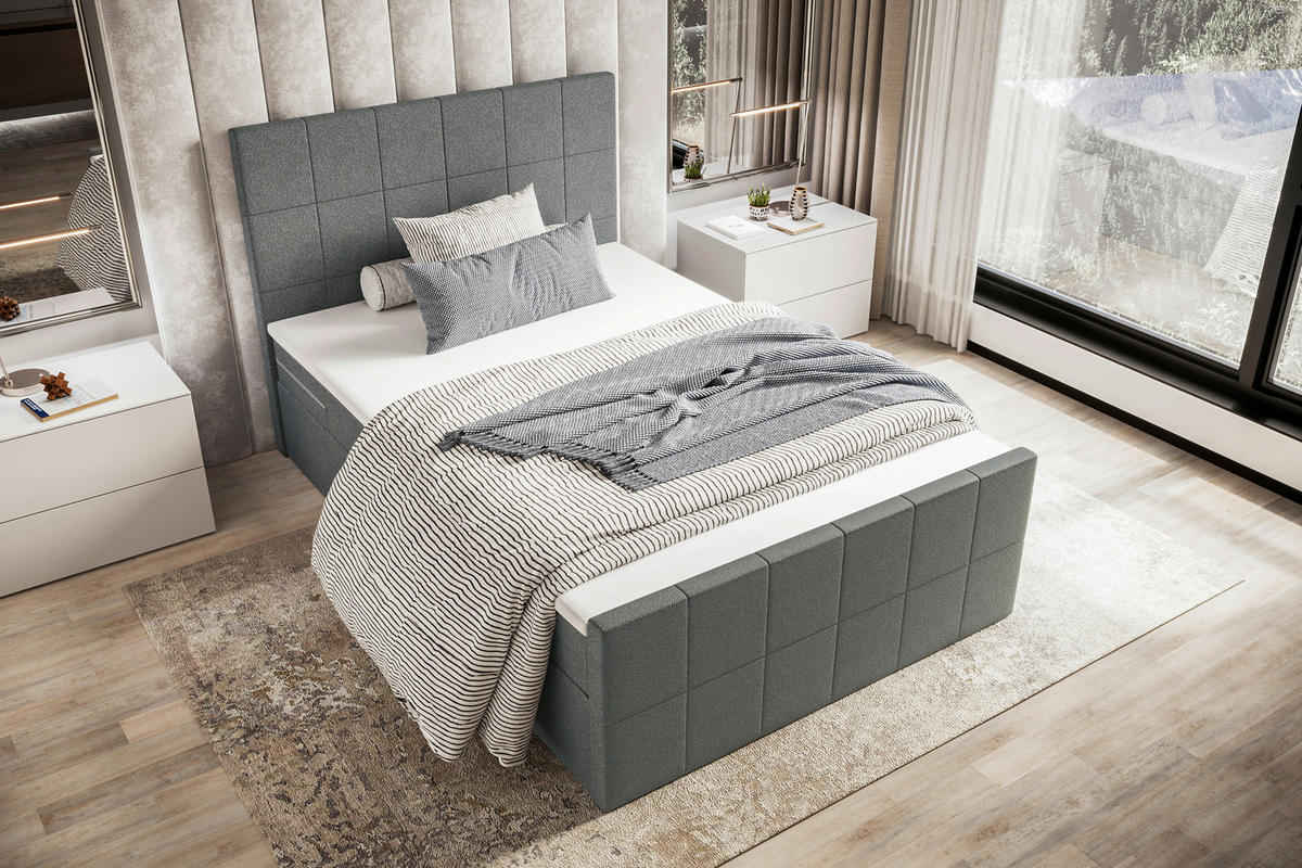 BOXBETT 120/200 cm  in Grau  - Grau, KONVENTIONELL, Kunststoff/Textil (120/200cm) - Boxxx