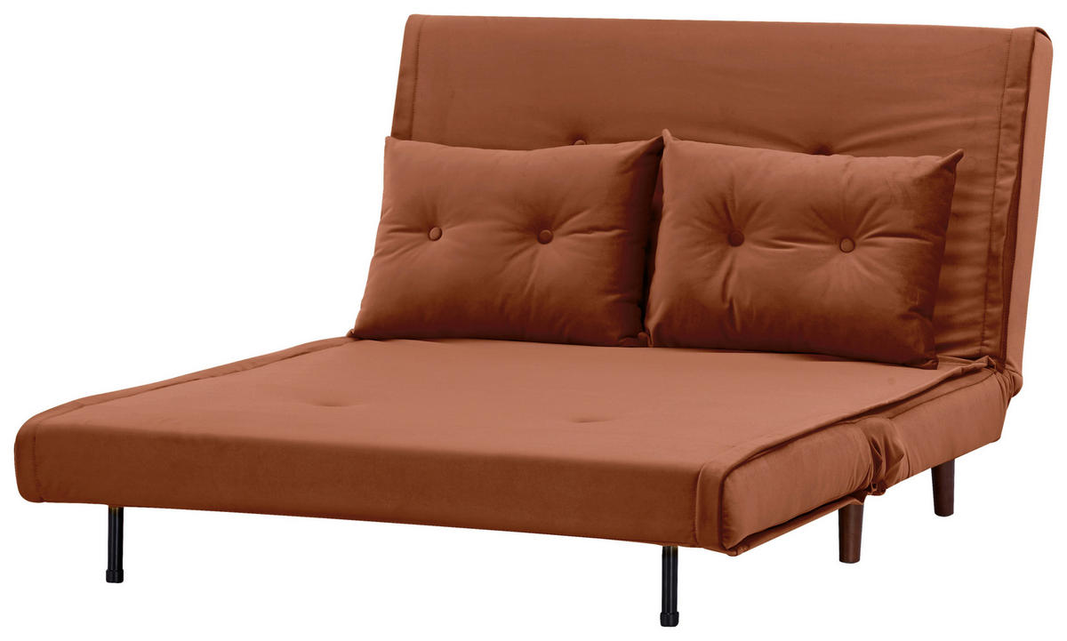 SCHLAFSOFA in Textil Orange  - Birkefarben/Orange, Design, Holz/Textil (122/81/88cm) - Livetastic