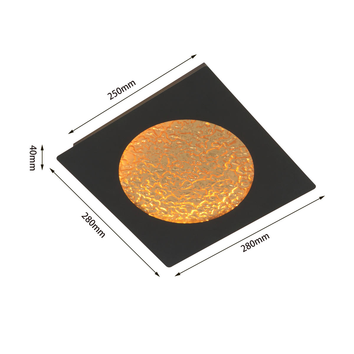 APLICĂ DE PERETE CU LED - auriu/negru, Design, plastic/metal (28/28/4cm)