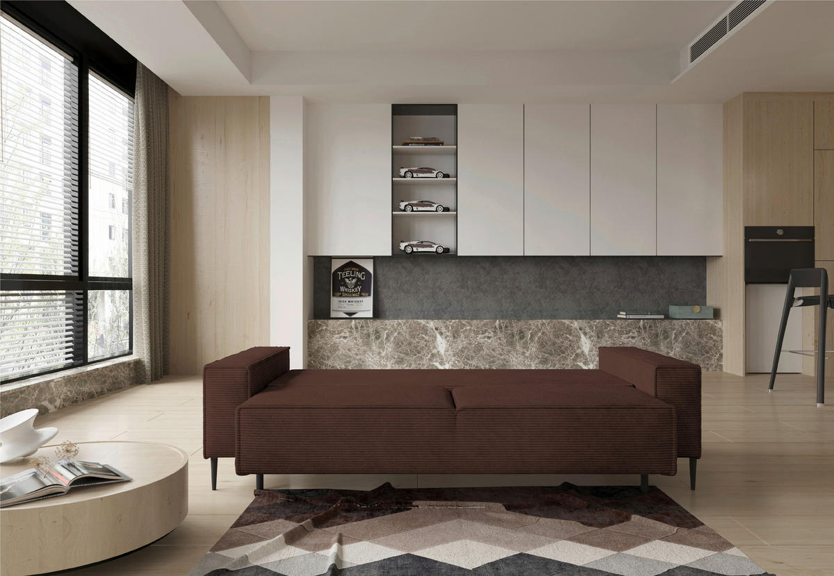 SCHLAFSOFA in Webstoff Dunkelbraun  - Dunkelbraun/Schwarz, Design, Textil/Metall (240/89/103cm) - Ti'me