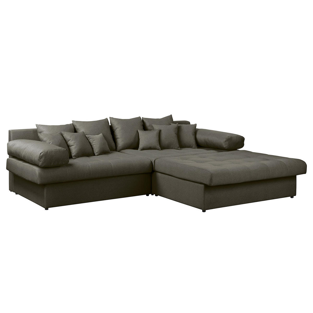 ECKSOFA Naomi in Mikrofaser Dunkelgrau Rückenkissen  284/243 cm  - Dunkelgrau/Schwarz, Design, Kunststoff/Textil (284/243cm) - P & B