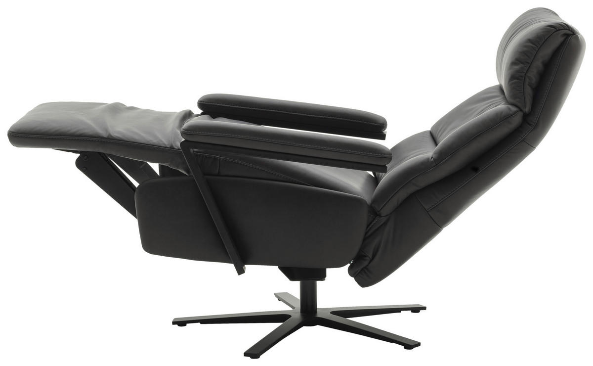 FERNSEHSESSEL  mit Relaxfunktion Echtleder Anthrazit  - Anthrazit/Schwarz, Design, Leder/Metall (74/111/85cm) - Schöner Wohnen