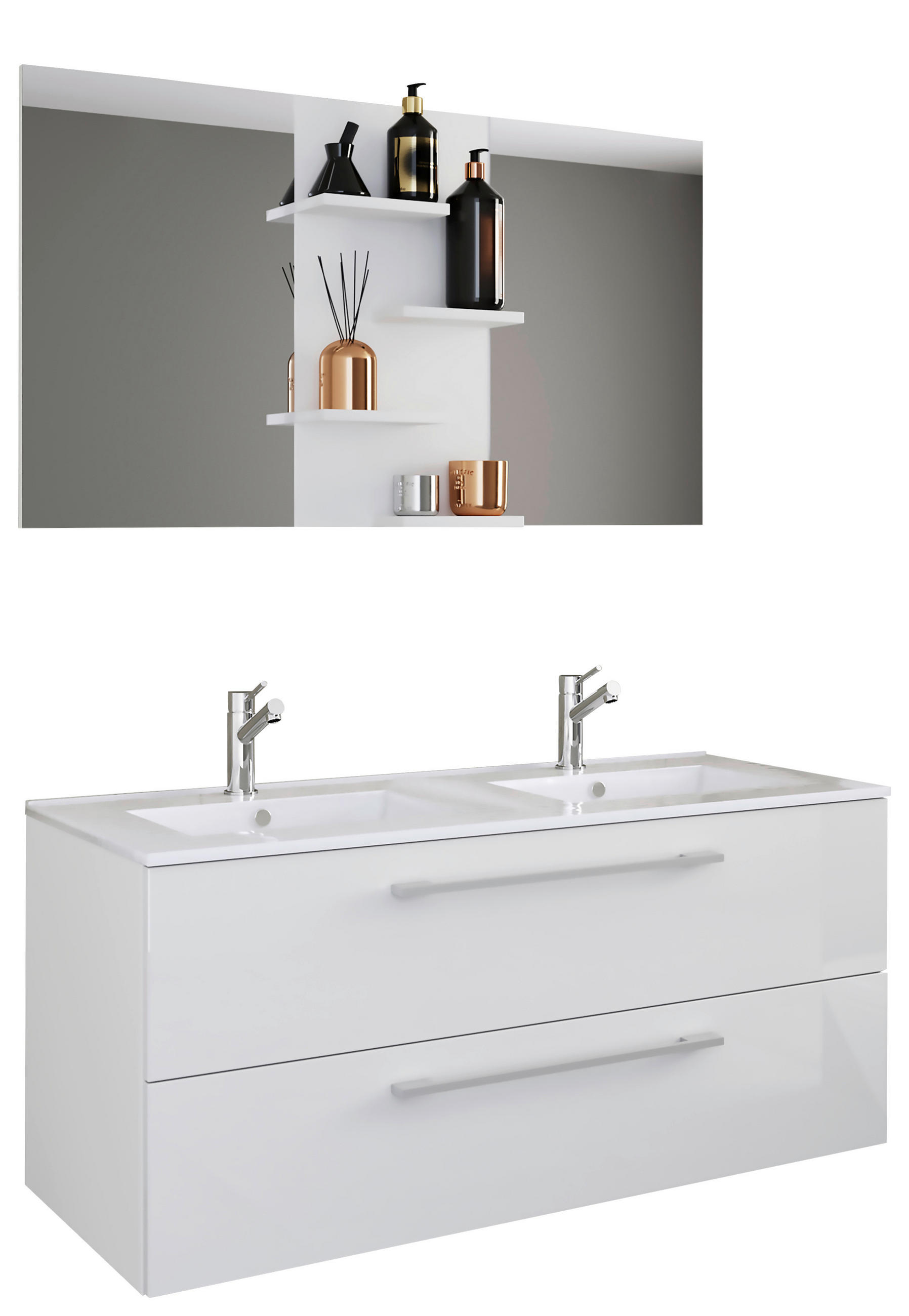 BADEZIMMER  in 112 cm  - Weiß, MODERN, Keramik/Holzwerkstoff (112cm) - MID.YOU