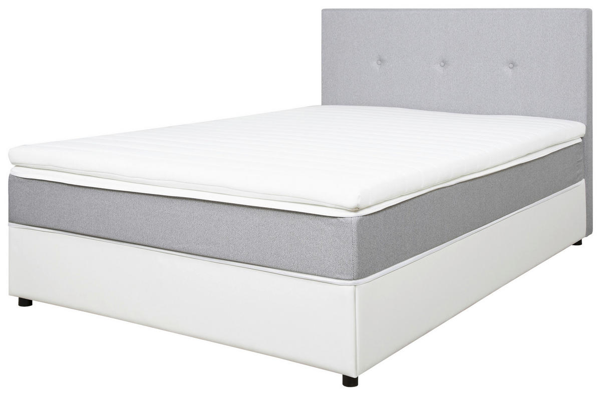 BOXBETT 180/200 cm  in Weiß, Hellgrau  - Hellgrau/Schwarz, KONVENTIONELL, Holz/Textil (180/200cm) - Boxxx