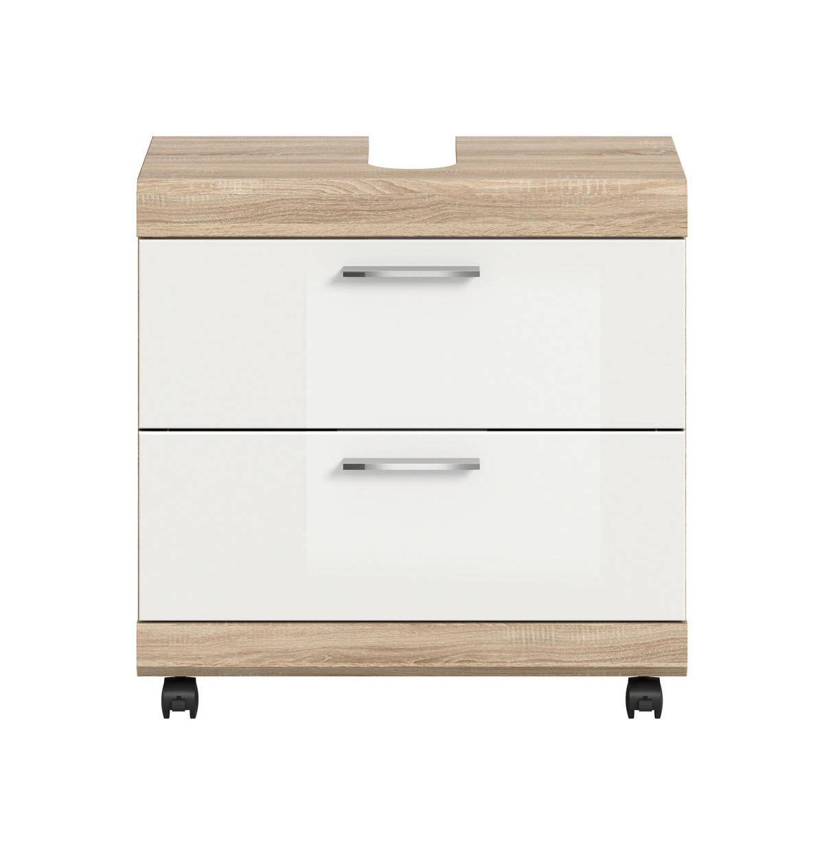 WASCHBECKENUNTERSCHRANK 60/60/34 cm  - Weiß Hochglanz/Silberfarben, Trend, Holzwerkstoff/Kunststoff (60/60/34cm) - MID.YOU