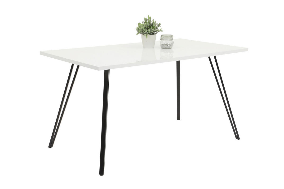 TISCHGRUPPE Samt Anthrazit, Weiß Hochglanz  - Weiß Hochglanz/Anthrazit, MODERN, Textil/Metall (140/76/80cm) - MID.YOU