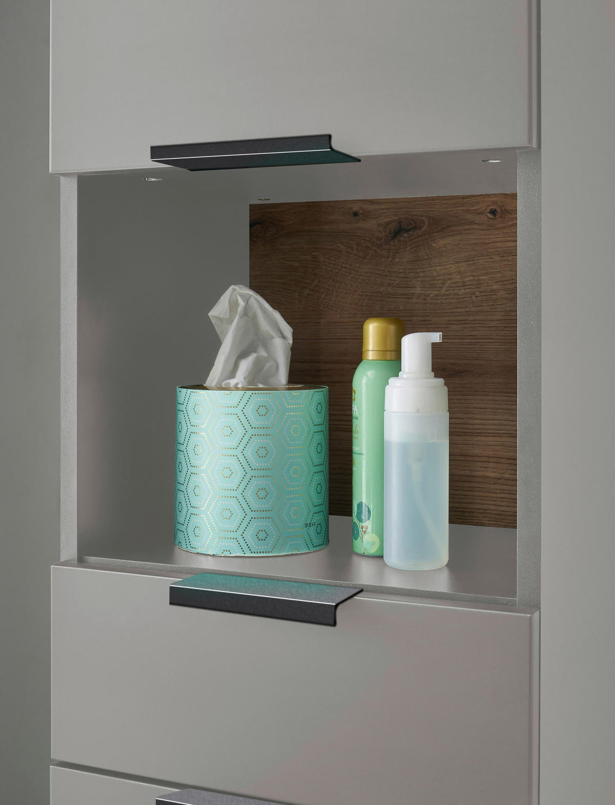 HOCHSCHRANK 38/195/32 cm  - Eichefarben/Schwarz, KONVENTIONELL, Holzwerkstoff/Metall (38/195/32cm) - home24