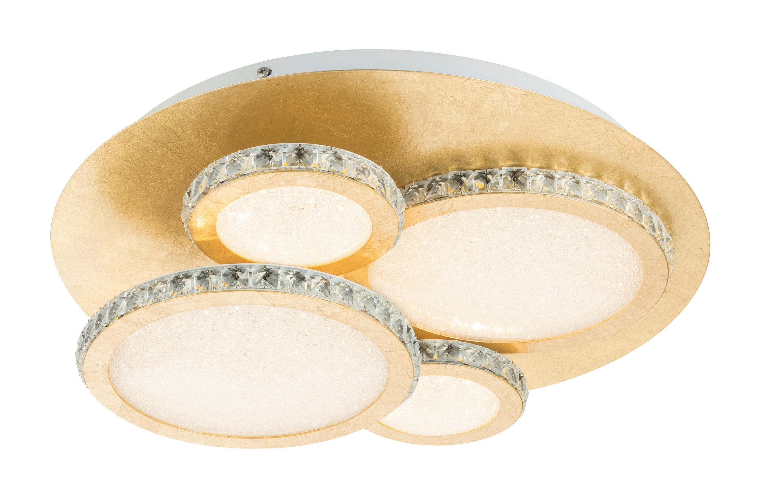 LED-DECKENLEUCHTE 45/14 cm   - Klar/Goldfarben, Design, Glas/Kunststoff (45/14cm) - Globo
