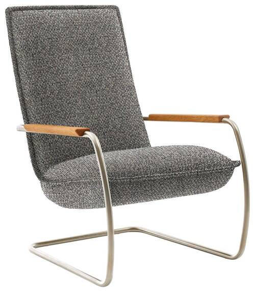 SESSEL in Flachgewebe Greige  - Edelstahlfarben/Greige, Design, Holz/Textil (76/105/87cm) - Koinor