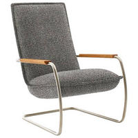 SESSEL in Flachgewebe Greige  - Edelstahlfarben/Greige, Design, Holz/Textil (76/105/87cm) - Koinor