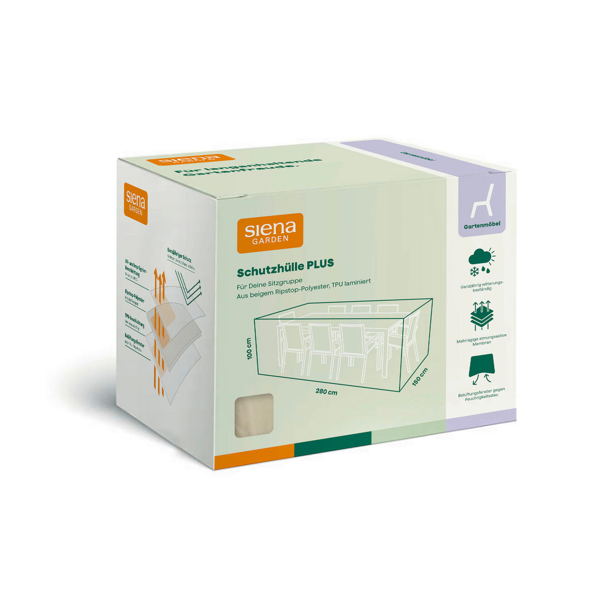 SCHUTZHÜLLE 150/100/280 cm  - Beige, MODERN, Kunststoff (150/100/280cm) - Siena Garden