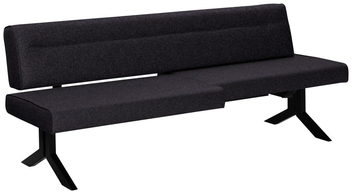 SITZBANK in Metall, Textil Anthrazit  - Anthrazit/Schwarz, Konventionell, Textil/Metall (220/87/70-86cm) - Moderano