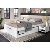 TÁROLÓS ÁGY 140/200 cm  fehér  - natúr színű/fehér, Basics, faalapú anyag/fa (140/200cm) - MID.YOU