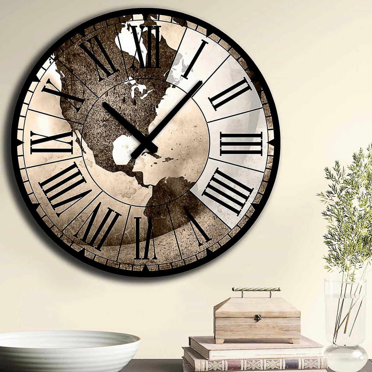 WANDUHR Schwarz 50/50/4 cm  - Schwarz, LIFESTYLE, Holzwerkstoff (50/50/4cm)