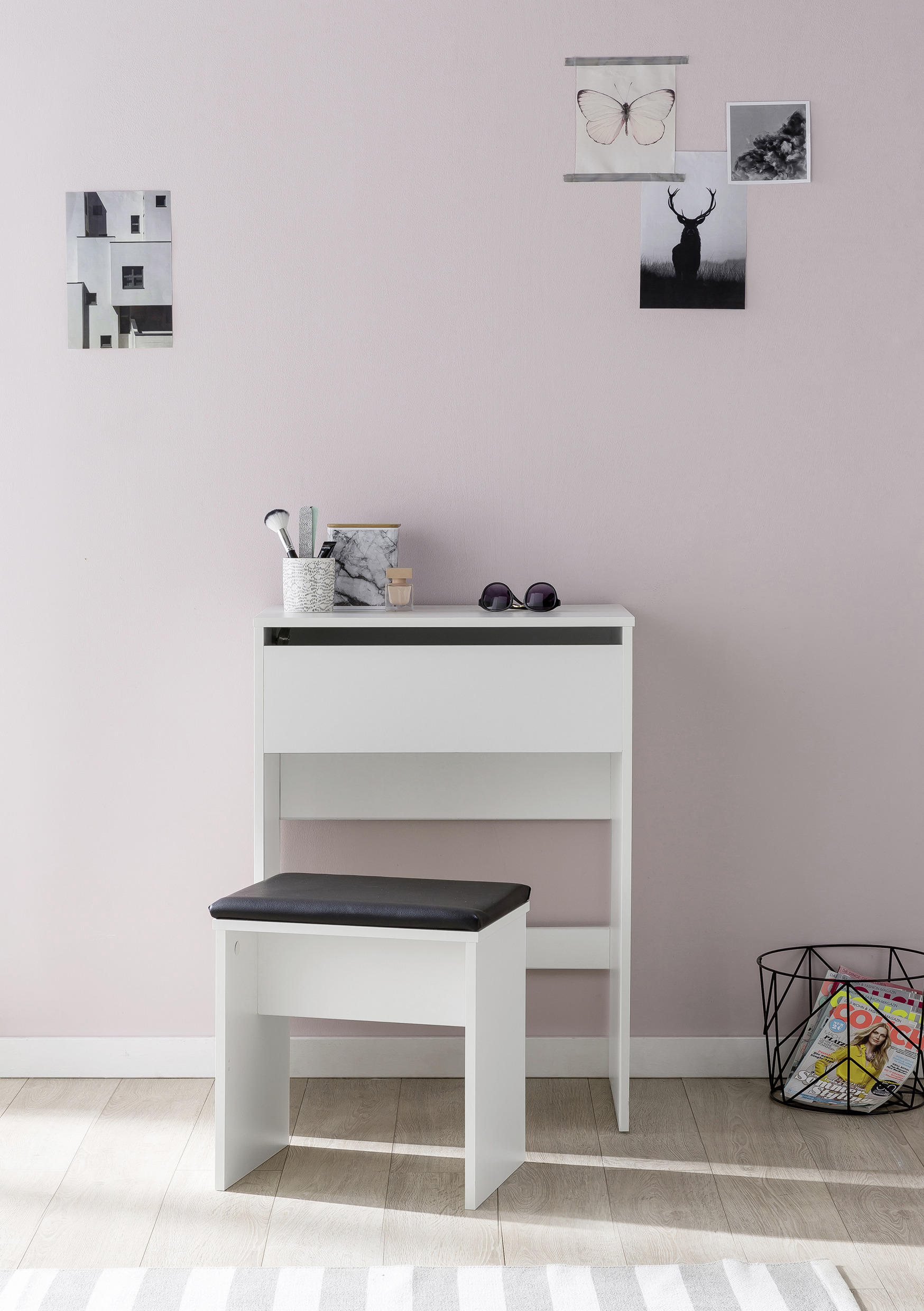 STOL ZA ŠMINKANJE - bijela, Konvencionalno, drvni materijal (60/81/40cm) - MID.YOU