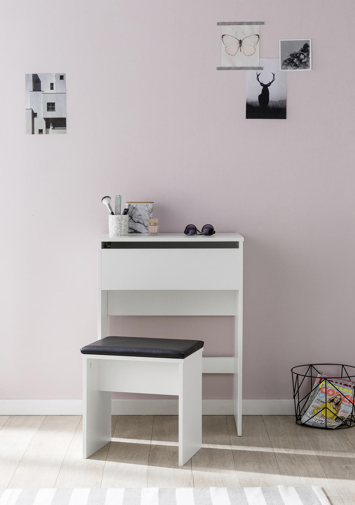 TOALETNÍ STOLEK, bílá, 60/81/40 cm - bílá, Konvenční, kompozitní dřevo (60/81/40cm) - MID.YOU