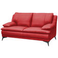 2-SITZER-SOFA Rot Echtleder  - Rot/Schwarz, Design, Leder/Metall (178/92/98cm) - Novel