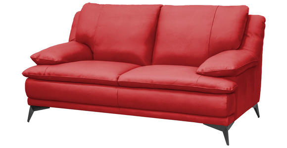2-SITZER-SOFA Rot Echtleder  - Rot/Schwarz, Design, Leder/Metall (178/92/98cm) - Novel