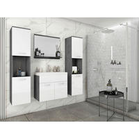 BADEZIMMER 5-teilig  in 120 cm  - Weiß Hochglanz/Anthrazit, LIFESTYLE, Holzwerkstoff/Metall (120cm) - P & B
