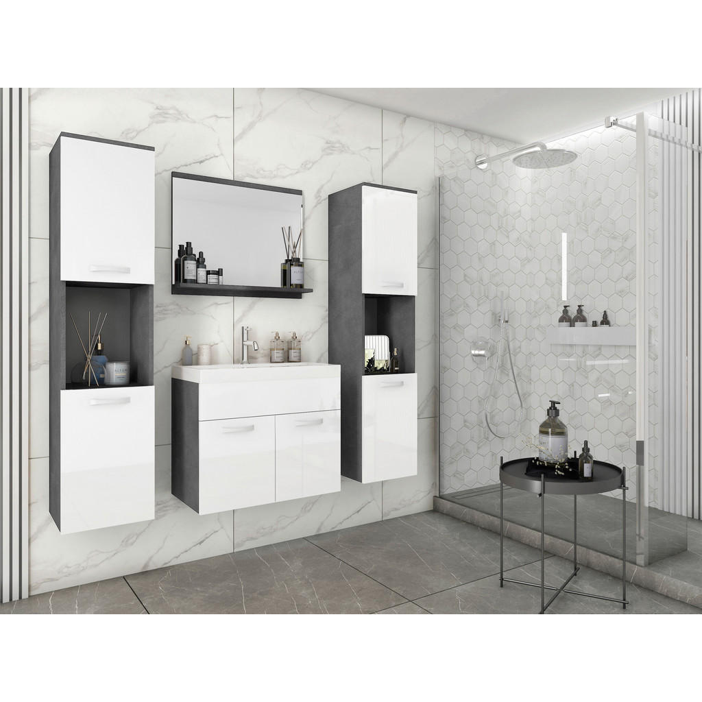 Badmöbel-set 5-tlg. Montreal Xl Anthrazit/weiß