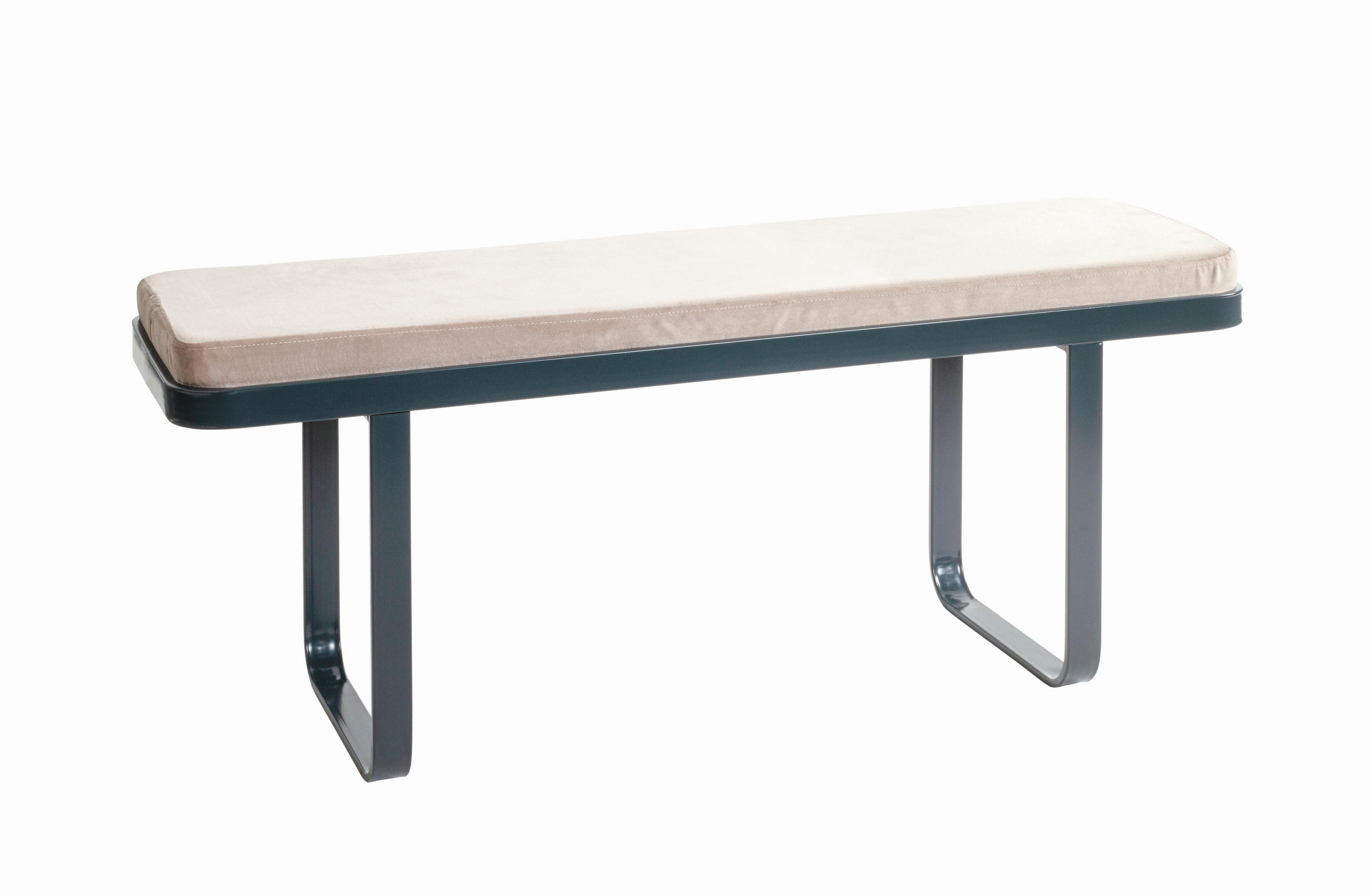 SITZBANK 115/48/36 cm Samt Anthrazit, Kaschmir  - Kaschmir/Anthrazit, KONVENTIONELL, Textil/Metall (115/48/36cm)