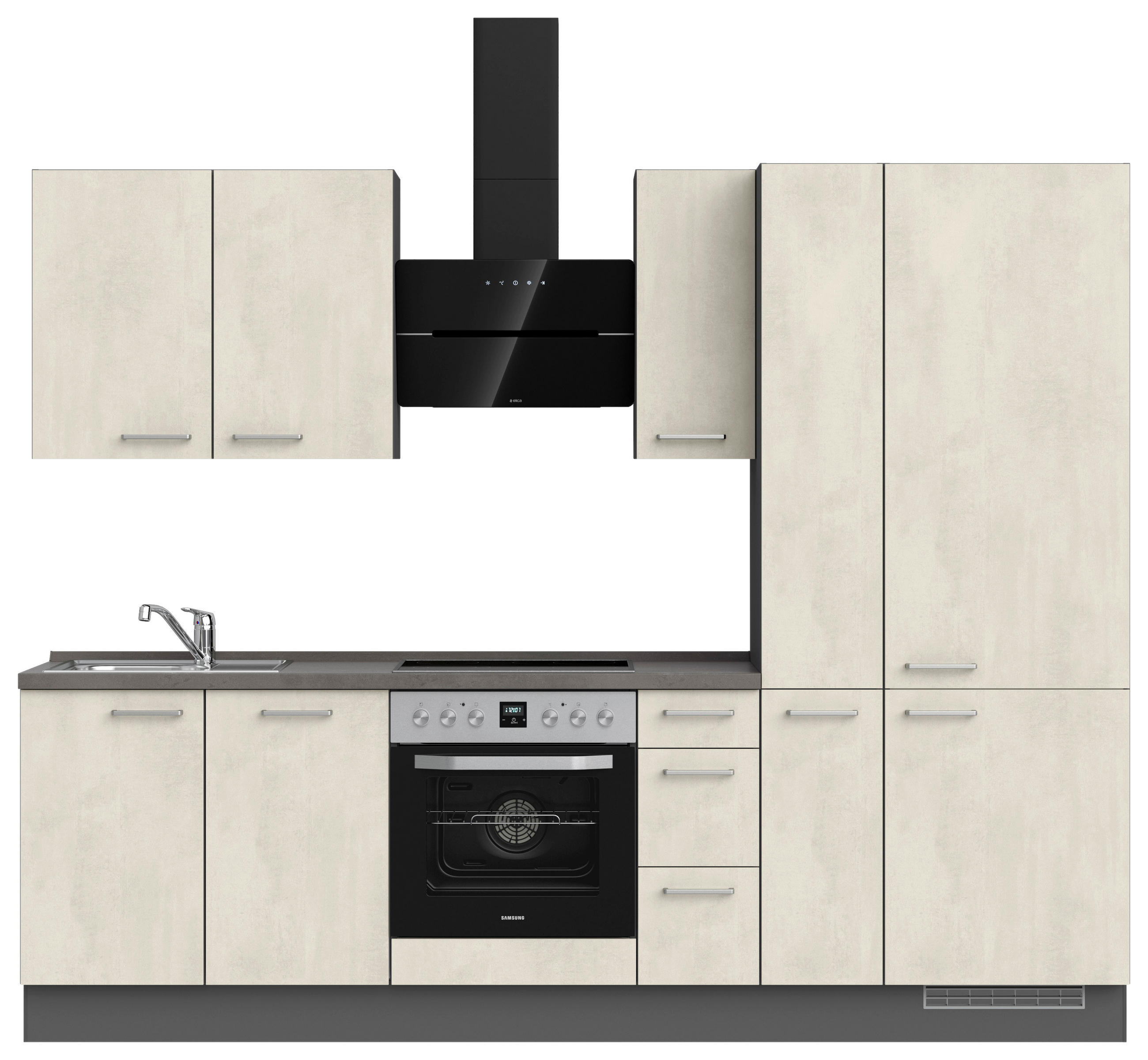 KÜCHENBLOCK 270 cm   in Weiß, Schieferfarben  - Schieferfarben/Edelstahlfarben, MODERN, Holzwerkstoff/Metall (270cm) - Nobilia