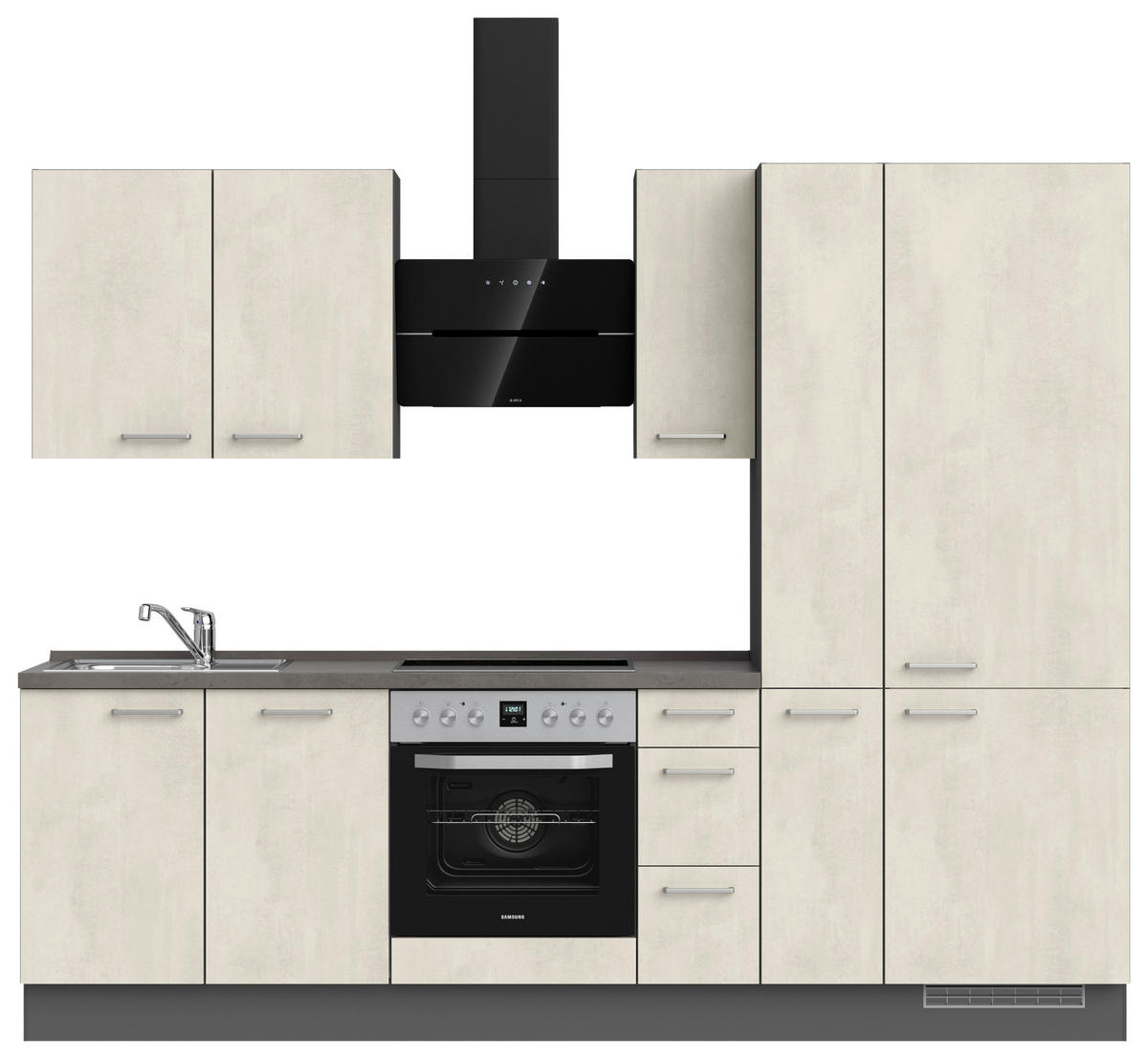 KÜCHENLEERBLOCK 270 cm   Weiss, Schieferfarben  - Schieferfarben/Weiss, Modern, Holzwerkstoff/Metall (270cm) - Nobilia