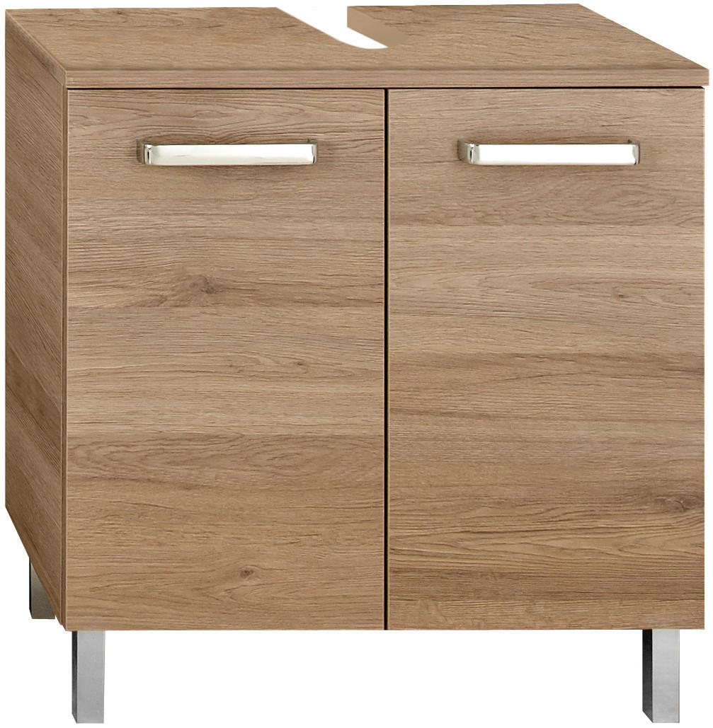 WASCHBECKENUNTERSCHRANK 60/62/33 cm - Chromfarben/Eichefarben, KONVENTIONELL, Holzwerkstoff/Metall (60/62/33cm) - Carryhome
