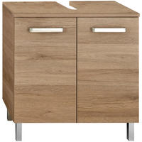 WASCHBECKENUNTERSCHRANK 60/62/33 cm  - Chromfarben/Eichefarben, KONVENTIONELL, Holzwerkstoff/Metall (60/62/33cm) - Carryhome