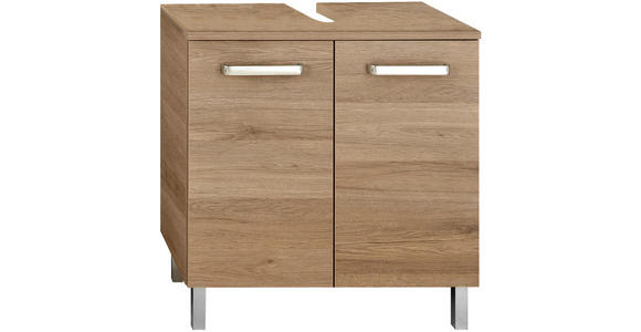 WASCHBECKENUNTERSCHRANK 60/62/33 cm - Chromfarben/Eichefarben, KONVENTIONELL, Holzwerkstoff/Metall (60/62/33cm) - Carryhome