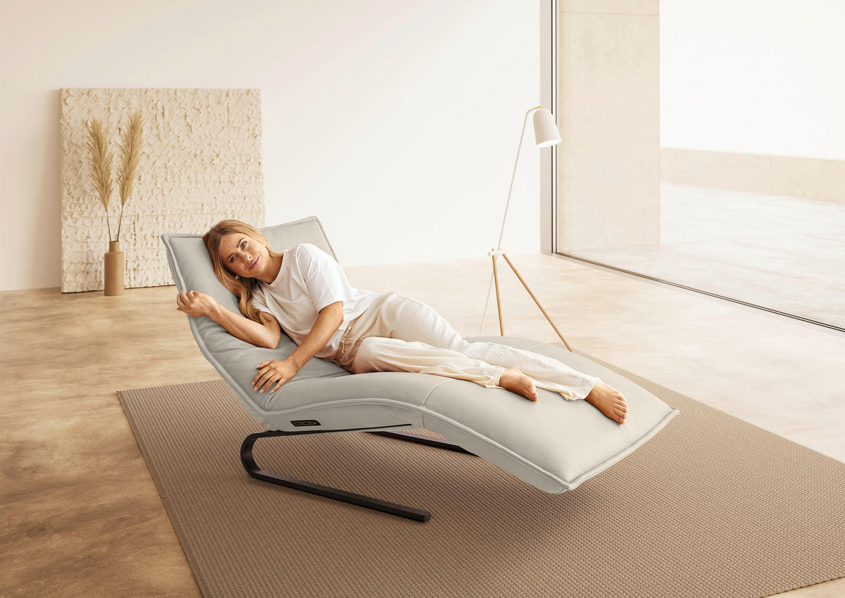 RELAXLIEGE Echtleder Beige  - Beige/Schwarz, Design, Leder/Metall (86/42-83/141-180cm) - Koinor