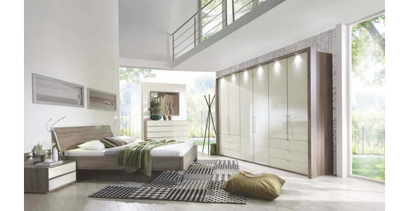 FALTTÜRENSCHRANK in Creme, Trüffeleichefarben - Trüffeleichefarben/Creme, KONVENTIONELL, Glas/Holzwerkstoff (300/216/58cm) - Venda