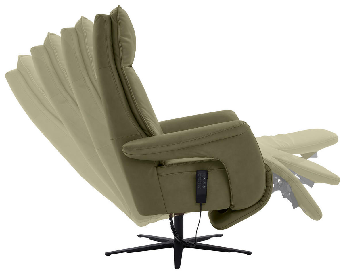 RELAXSESSEL in Leder Grün  - Schwarz/Grün, Design, Leder/Metall (83/123/87cm) - Valdera