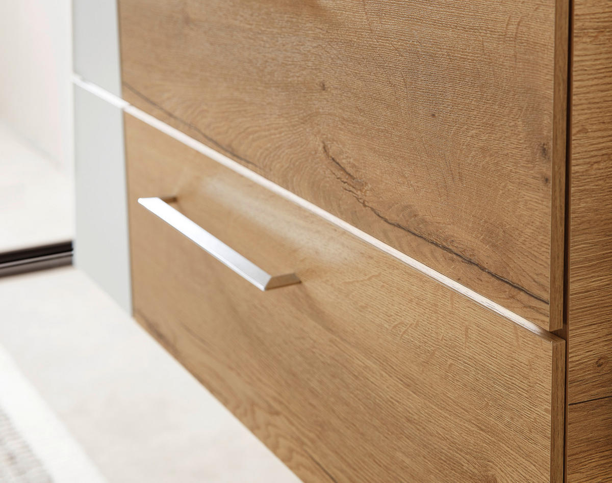 WASCHTISCHKOMBI 92 cm  - Chromfarben/Eichefarben, KONVENTIONELL, Holzwerkstoff/Kunststoff (92cm) - Sadena