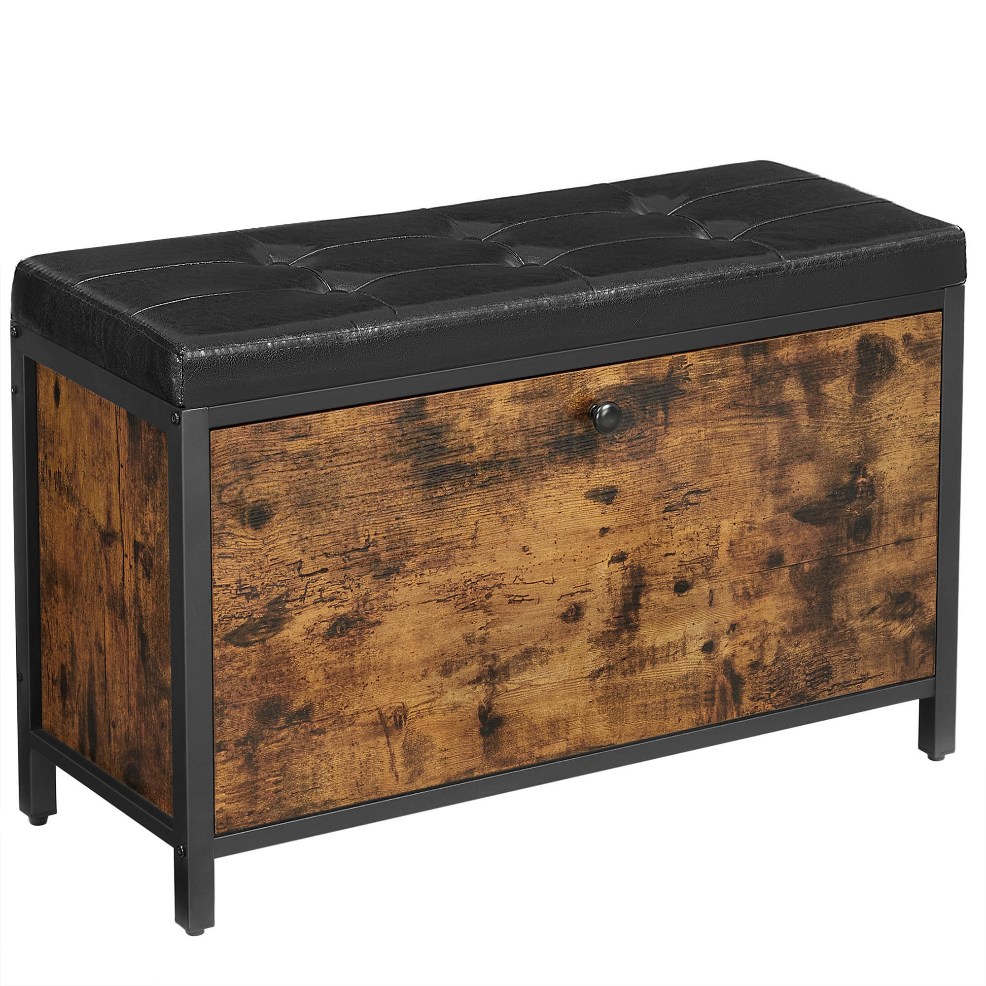GARDEROBENBANK Vasagle  in 80/51/30 cm  - Schwarz/Braun, Trend, Textil/Metall (80/51/30cm) - Boxxx