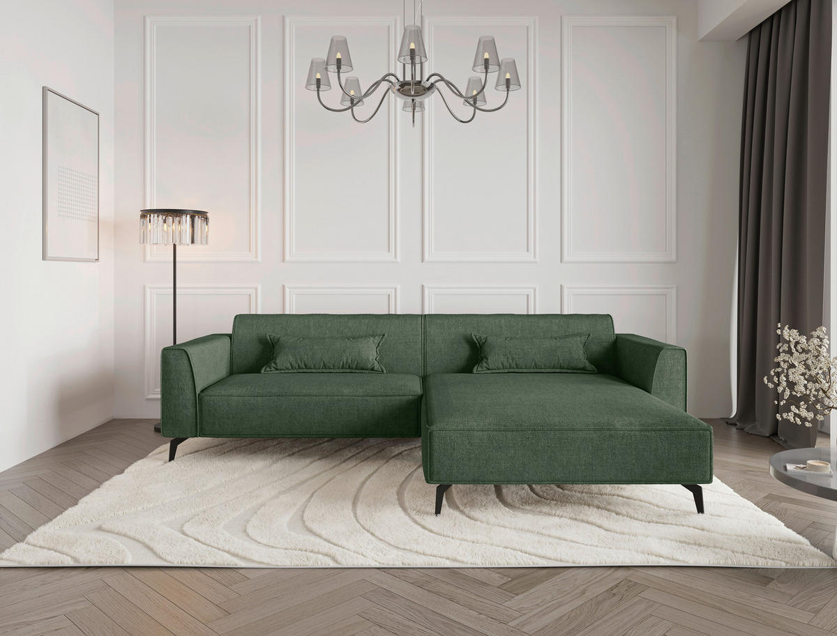 ECKSOFA Chenille Grün  - Schwarz/Grün, Modern, Textil/Metall (300/192cm) - Carryhome