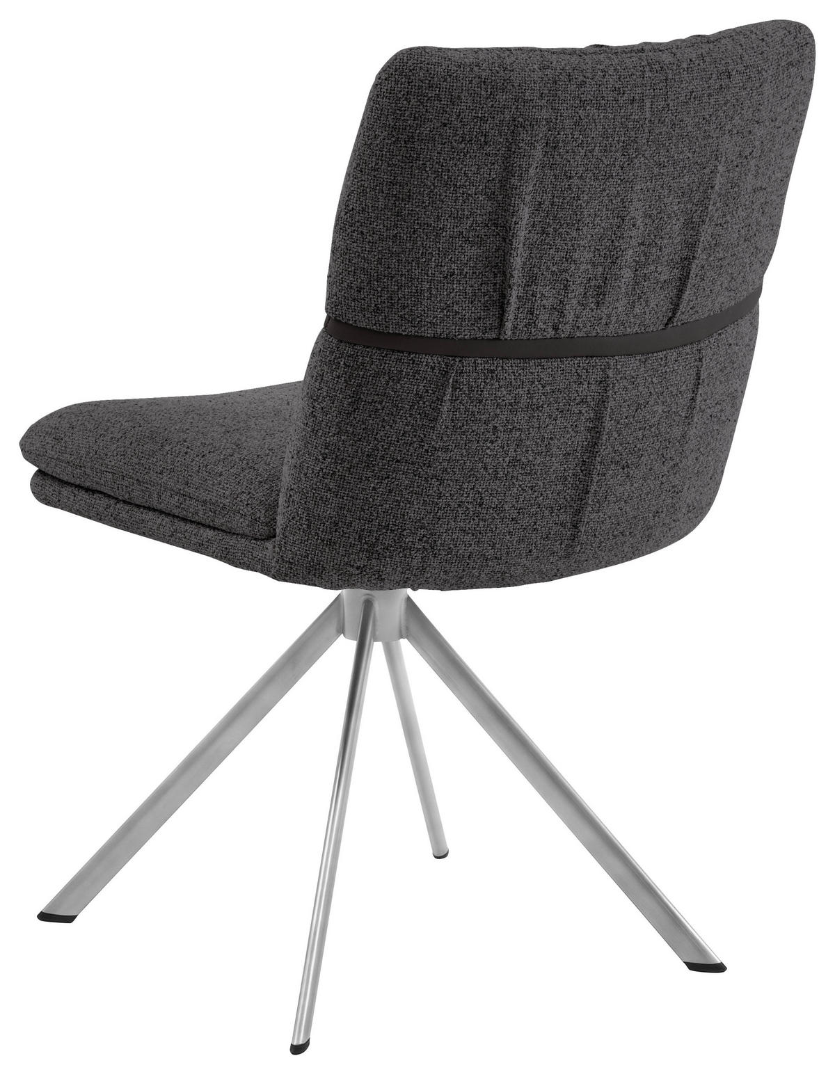 STUHL  Beinauswahl, Stoffauswahl, Sitzfläche 360° drehbar, automatische Rückholfunktion Mikrofaser  Graphitfarben  - Edelstahlfarben/Graphitfarben, Design, Textil/Metall (49/86/63cm) - Valdera
